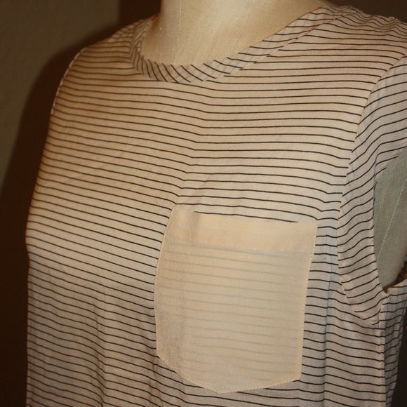 3.1 PHILLIP LIM HORIZONTAL STRIPED SHEER SILK TUNIC BLOUSE TOP - 4 MEDIUM - Picture 5 of 5